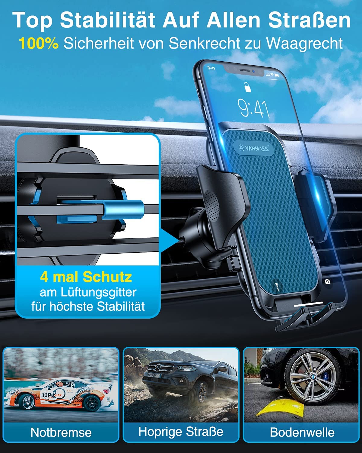 Lüftung Halter Haicom KFZ Fahrzeug Handy Halterung Lüftungsgitter Smartphone 