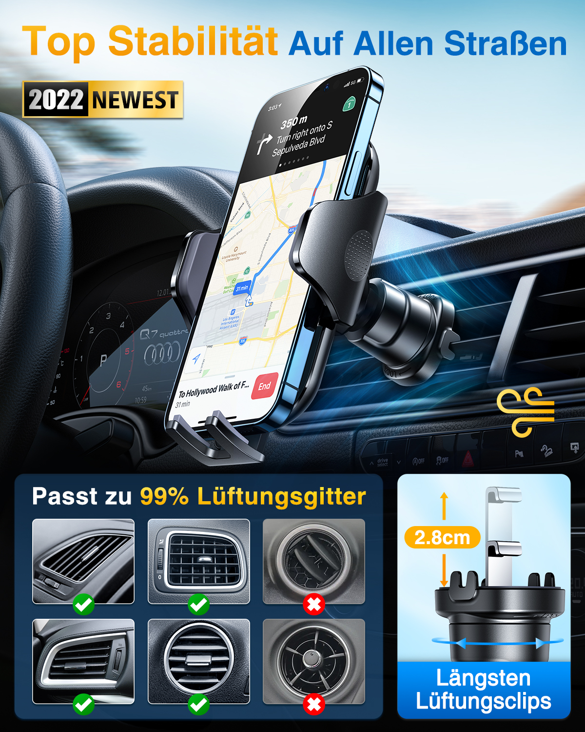 VANMASS 2024 【Stärkster Lüftungshaken】 Handyhalterung Auto