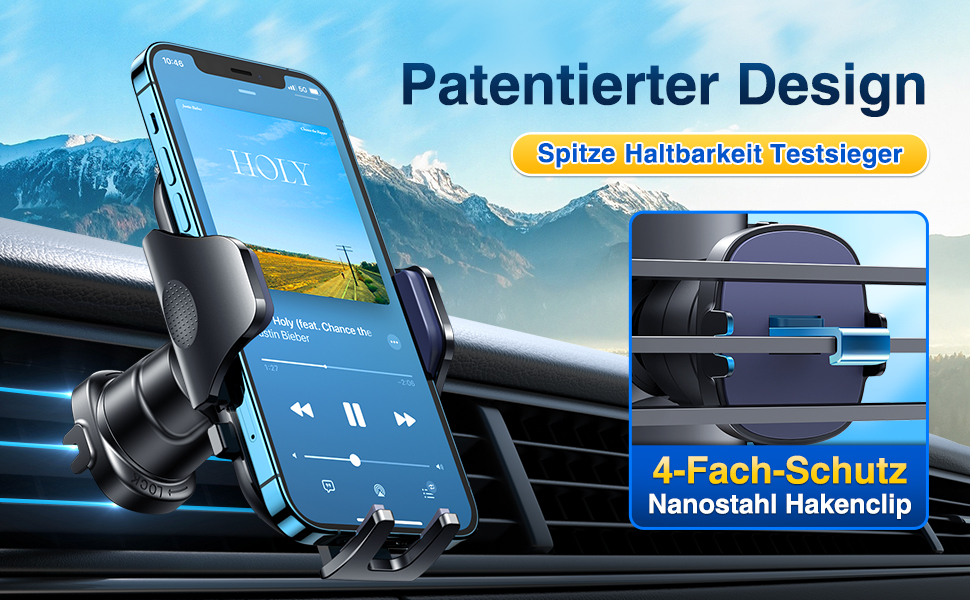 Blukar Handyhalterung Auto Handyhalter fürs Auto Lüftung mit 2022 Upgraded  Hook Clip und EIN-Knopf- 