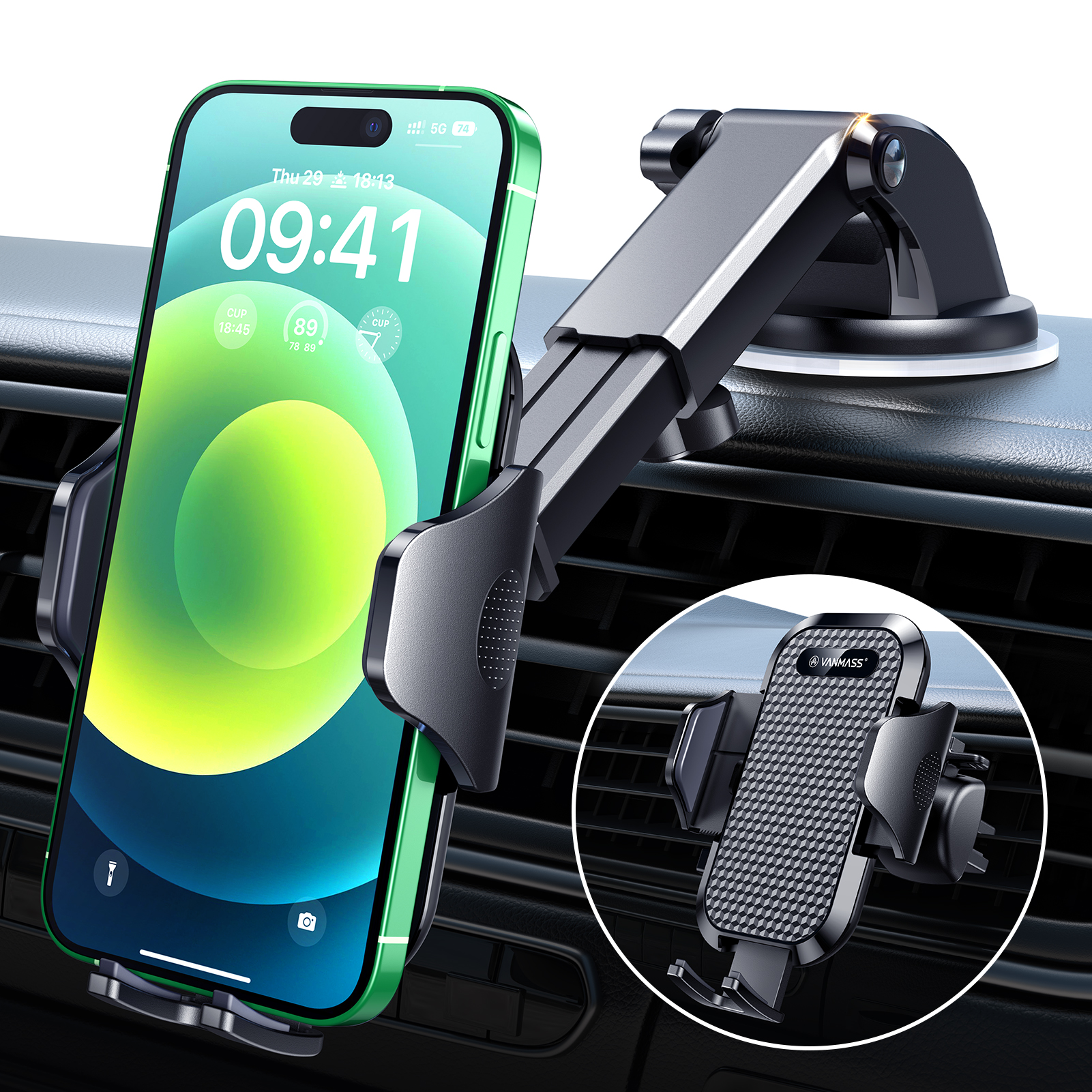 VanMass Car Phone Mount  Dashboard and Air Vent and Windshield Mount 